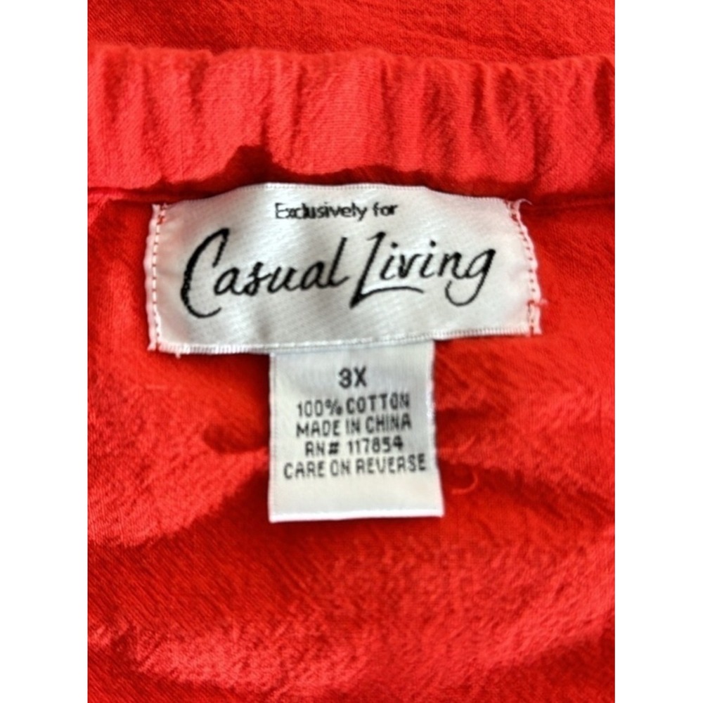 CASUAL LIVING Plus Size 3X Red Braided Strap Ruffle Midi Dress 100% Cotton - Picture 7 of 8
